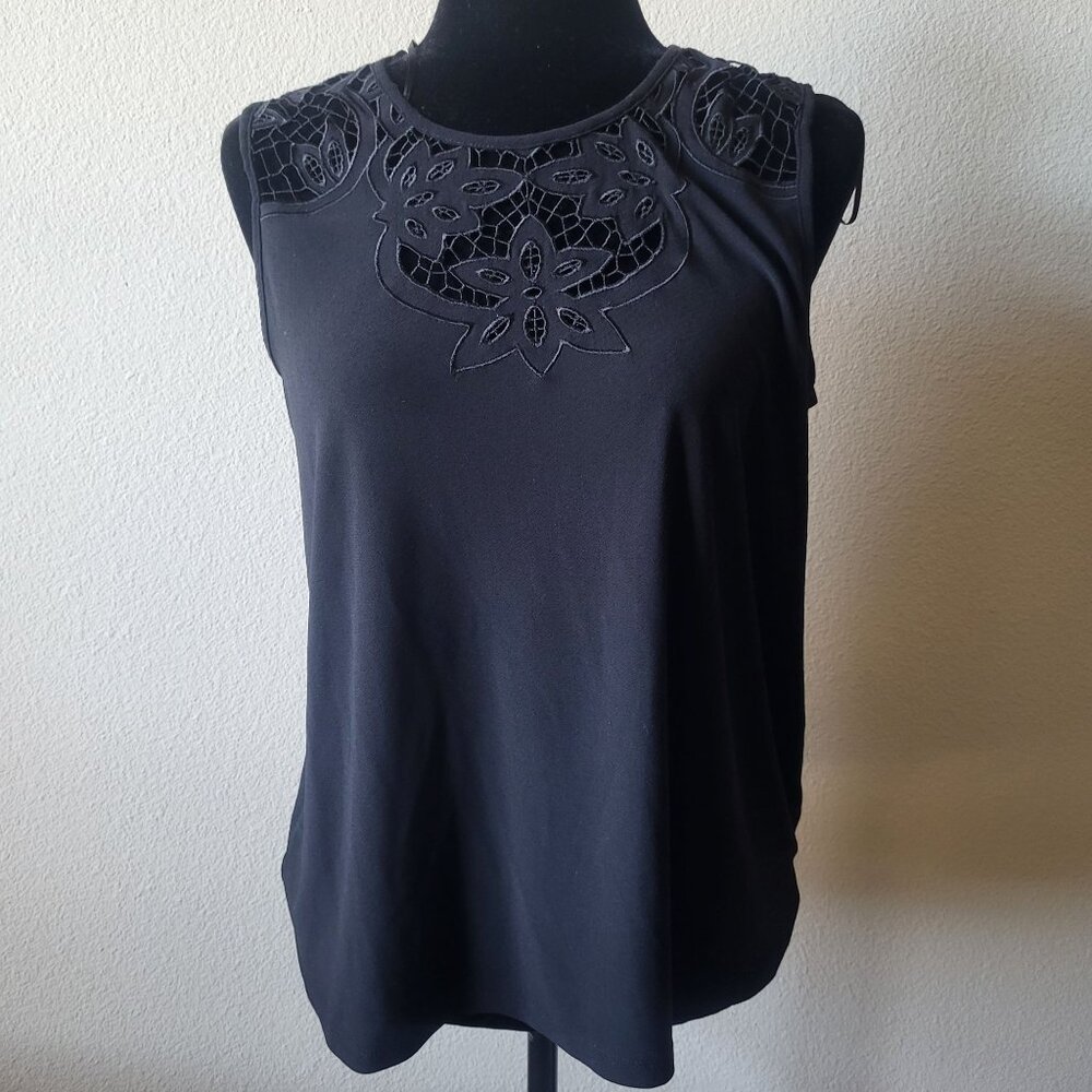 CeCe Women's Sleeveless Career Blouse, Black, Large